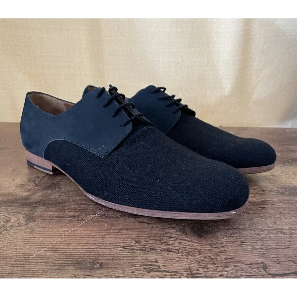 Rachel Comey Mens Uncle Dan Oxford Shoe Sz 10.5 Navy Blue Leather Twill Loafer